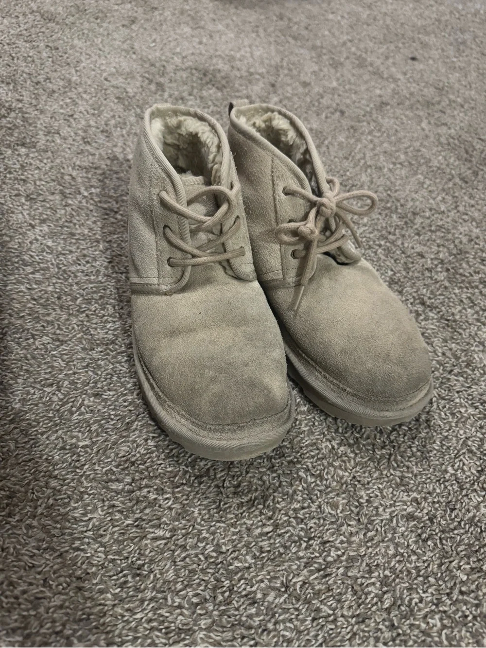 UGG Beige Suede Lace-Up Winter Boots
